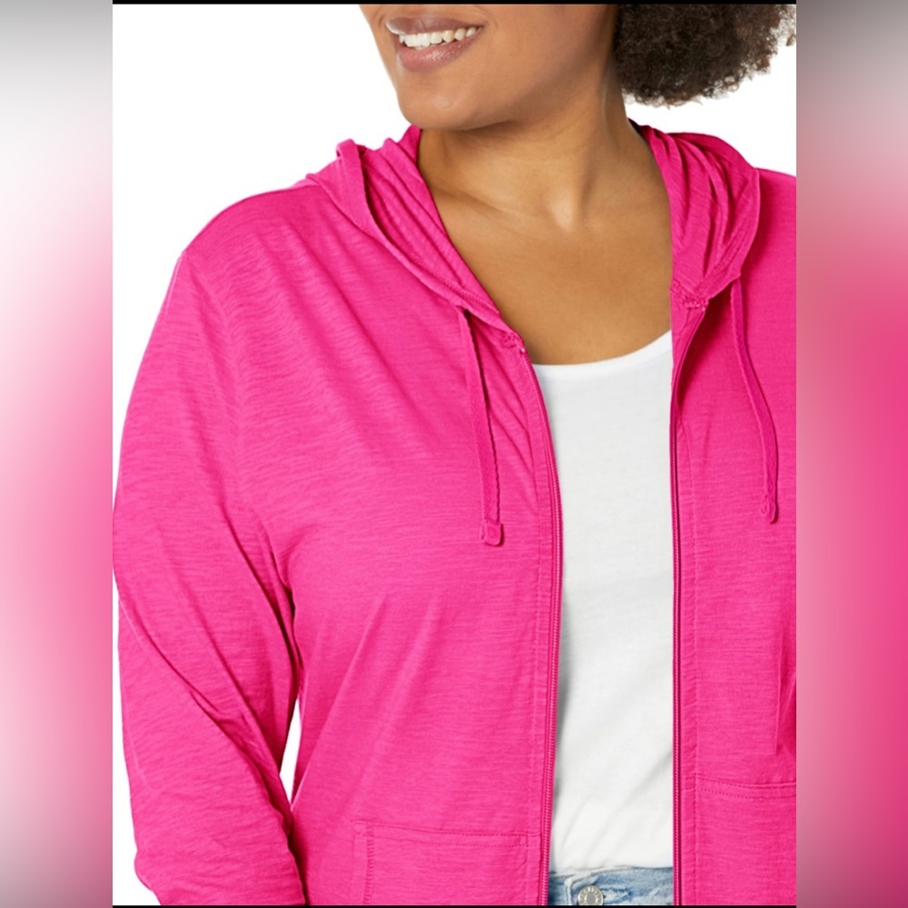 HANES woman’s zip front sweatshirt hoodie Pink Small NWOT - Picture 3 of 8